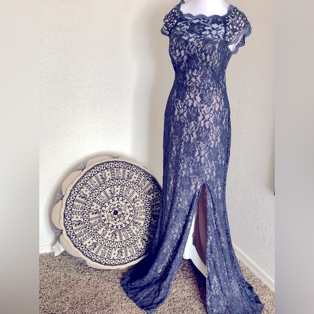 City Triangle’s David Bridal long length slitted dress